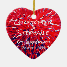 Red White Blue Heart Weihnachten Keramik Ornament