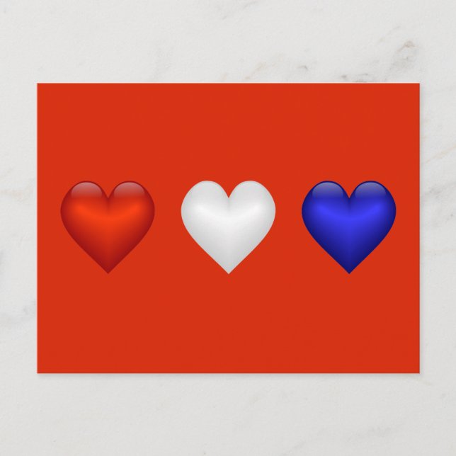 Red White & Blue Herz Postkarte (Vorderseite)