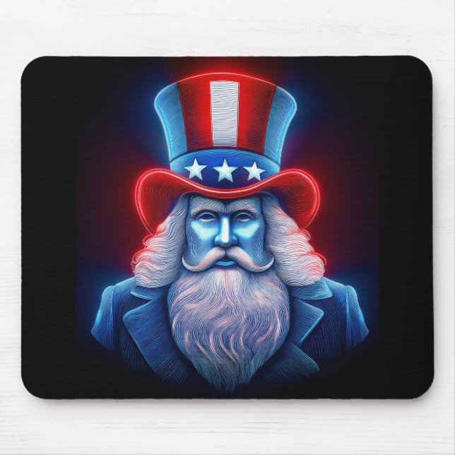 Red White Blue Hologramm USA Uncle Sam Mousepad (Vorne)