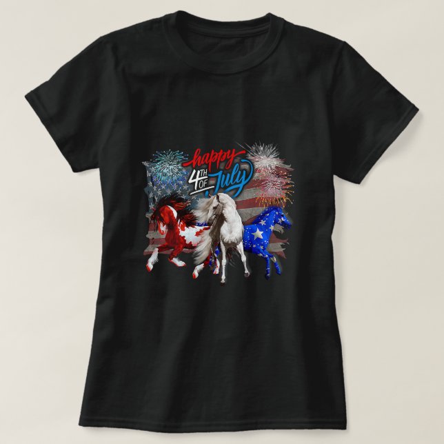 Red White Blue Horst 4. Juli Flag USA Firework Pa T-Shirt (Design vorne)