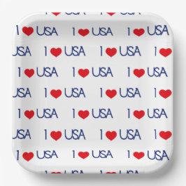 RED WHITE BLUE I LIEBE USA PATTERN PAPPTELLER