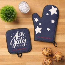 Red White Blue Independence Day 4. Juli Ofenhandschuh & Topflappen-Set