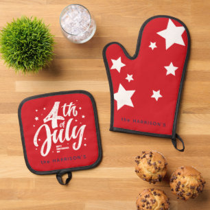 Red White Blue Independence Day 4. Juli Ofenhandschuh & Topflappen-Set