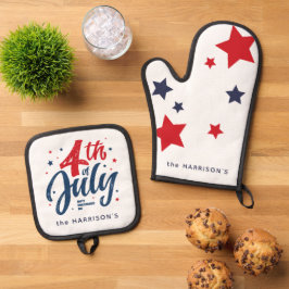 Red White Blue Independence Day 4. Juli Ofenhandschuh & Topflappen-Set