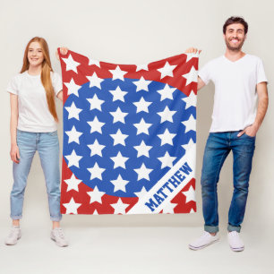 Red White Blue Individuelle Name mit Patriotic Sta Fleecedecke