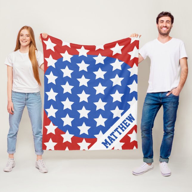 Red White Blue Individuelle Name mit Patriotic Sta Fleecedecke (Beispiel)
