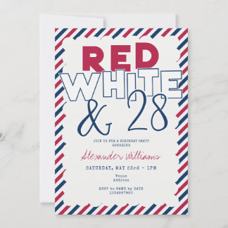 Red White Blue July 4 Picnic GRILLEN Birthday Part Einladung