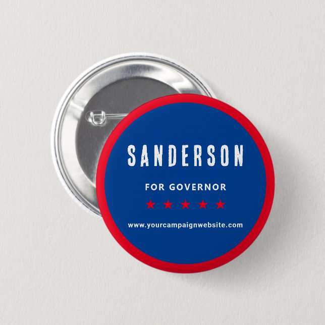 Red White Blue Kampagne für politische Wahlen Button (Vorne & Hinten)