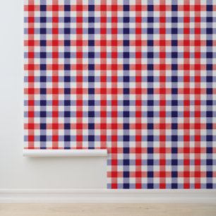 Red White Blue Kariert Gingham Checkered Pattern D Tapete