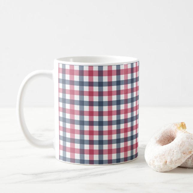 Red White Blue Kariert Kaffeetasse (Mit Donut)