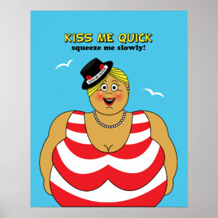 Red White Blue Kiss Me Quick Seaside Spaß Poster