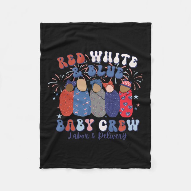 Red White Blue Labor und Lieferung Nurse 4. Juli Fleecedecke (Vorderseite)
