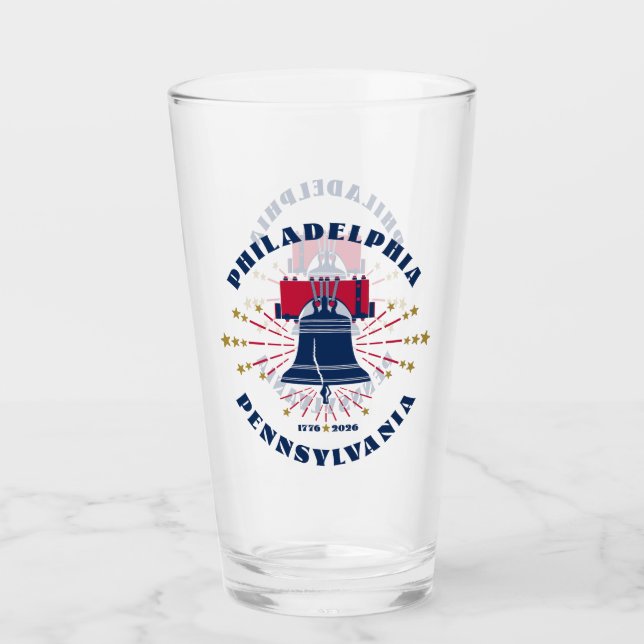Red White Blue Liberty Bell Patriotic Glass Cup Glas (Vorderseite)