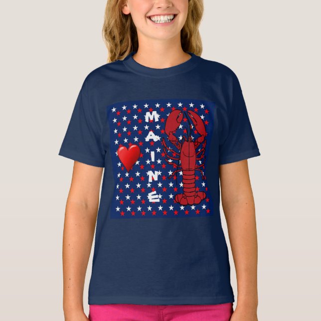 Red White Blue Maine Hummer Girls T - Shirt (Vorderseite)