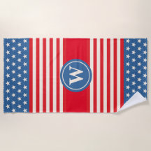 Red White Blue Maßgeschneiderte Monogram Beach Han