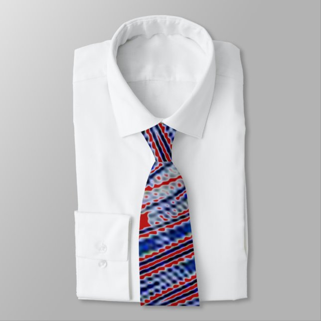 Red White Blue Men's Neck Tie Krawatte (Gebunden)