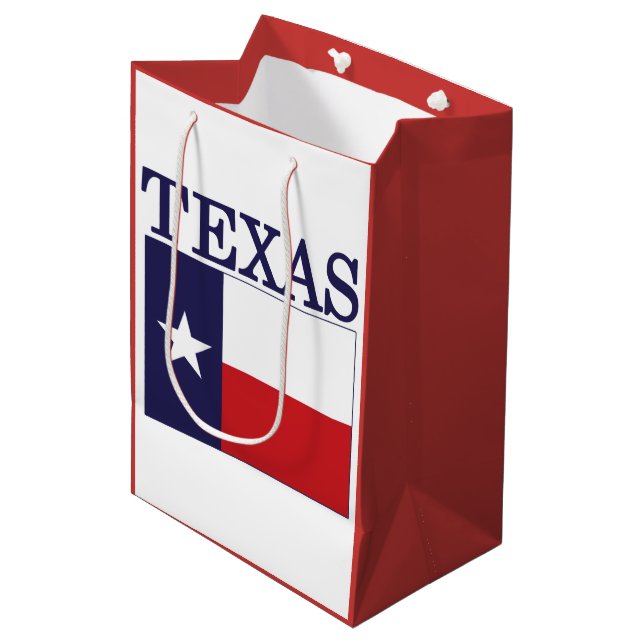 Red White & Blue MGB - Flaggen des Staates Texas Mittlere Geschenktüte (Vorderseite Schrägansicht)