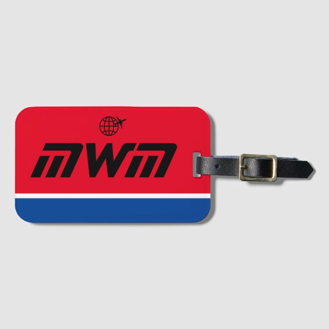 Red White Blue Monogram Gepäckanhänger (Vorderseite (Horizontal))