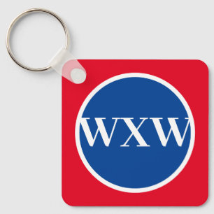 Red White Blue Monogram Schlüsselanhänger