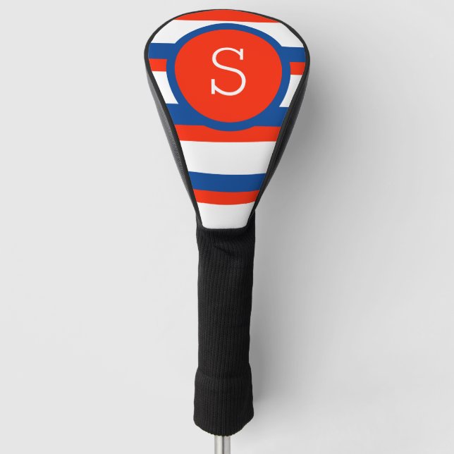 Red White Blue Monogram Strips 4. Juli 4Sammy Golf Headcover (Vorderseite)