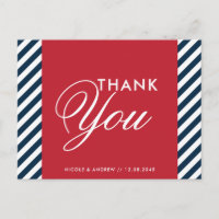 Red White Blue Nautic Streifen Danke Postcard