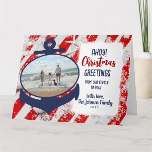 Red, White & Blue Nautical Anchor Ahoy Weihnachten Karte