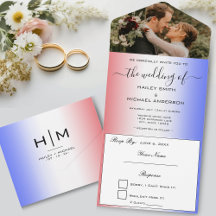 Red White & Blue Ombre Modernes Foto Hochzeit