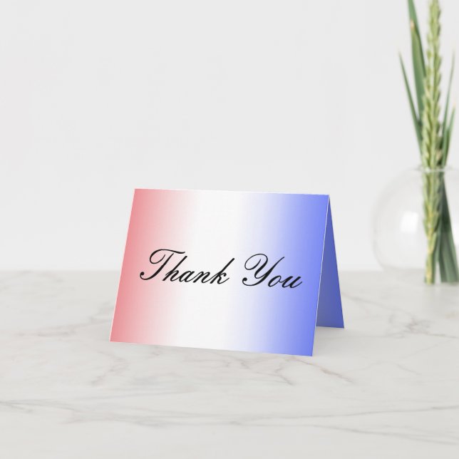 Red White & Blue Ombre Picture Foto Wedding Dankeskarte (Vorderseite)