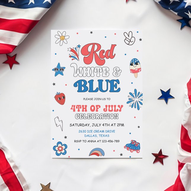 Red White Blue Party, Party in den USA Einladung (Von Creator hochgeladen)