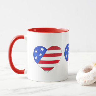 Red White Blue Patriotic American Flag Herz USA Tasse