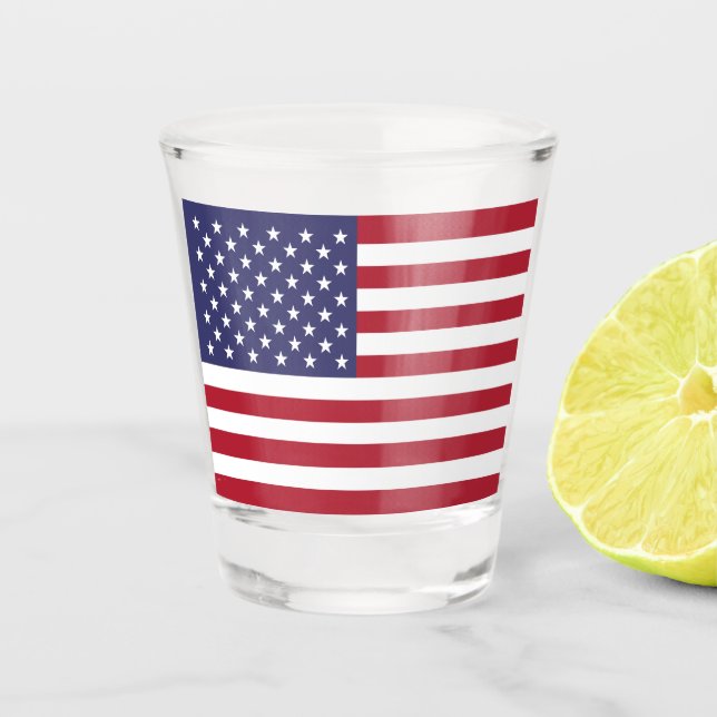 Red White & Blue Patriotic American Flag Schnapsglas (Vorderseite)