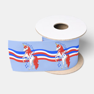 Red White Blue Patriotic American Unicorn Satinband