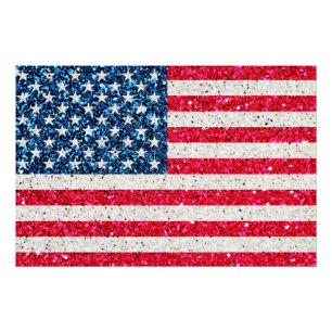 Red White Blue Patriotic American USA Flag Party Poster