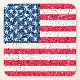 Red White Blue Patriotic American USA Flag Party Rechteckiger Pappuntersetzer
