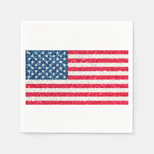 Red White Blue Patriotic American USA Flag Party Serviette