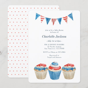 Red, White & Blue Patriotic Baby Dusche Einladung
