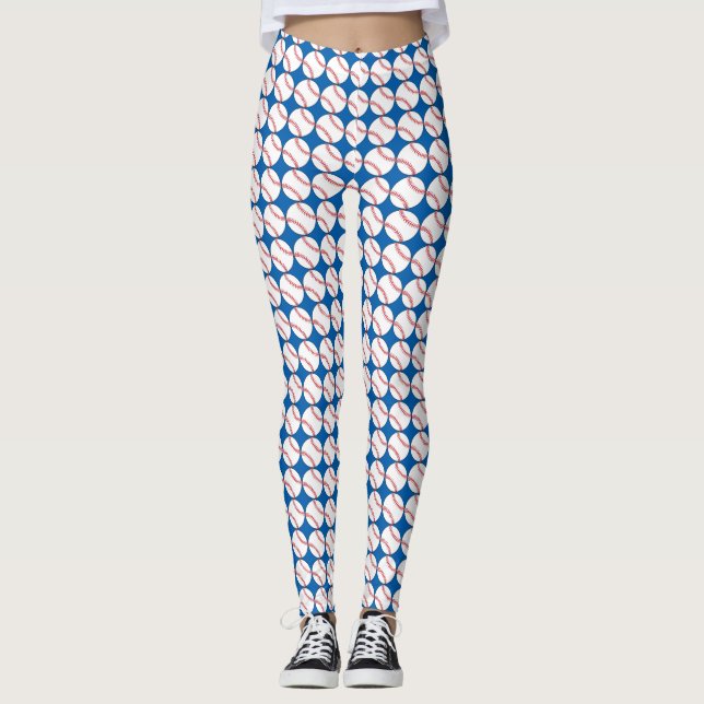 Red White Blue Patriotic Baseball Leggings (Vorderseite)