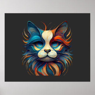 Red White & Blue Patriotic Cat Poster