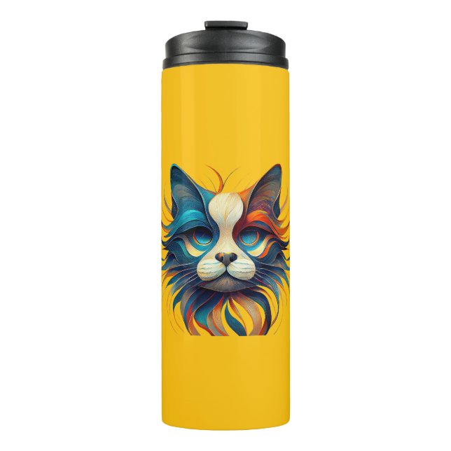 Red White & Blue Patriotic Cat Thermosbecher (Vorderseite)