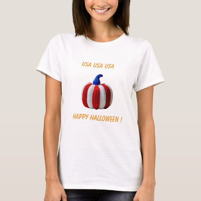 Red White & Blue Patriotic Garn Pumpkin T-Shirt (Vorderseite)