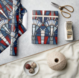 Red White Blue Patriotic gesteinigtes Glas 4. Juli Geschenkpapier
