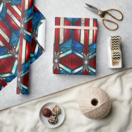 Red White Blue Patriotic gesteinigtes Glas 4. Juli Geschenkpapier