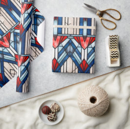 Red White Blue Patriotic gesteinigtes Glas 4. Juli Geschenkpapier