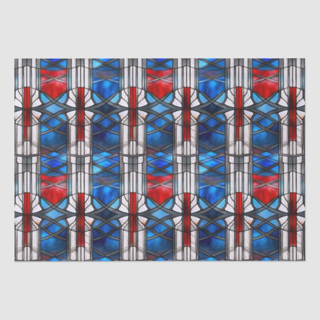 Red White Blue Patriotic gesteinigtes Glas 4. Juli Seidenpapier (Vorderseite)