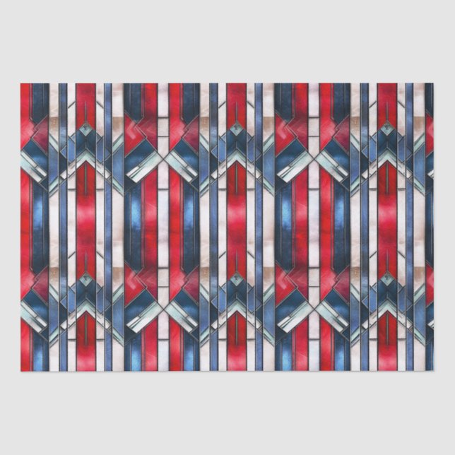 Red White Blue Patriotic gesteinigtes Glas 4. Juli Seidenpapier (Vorderseite)