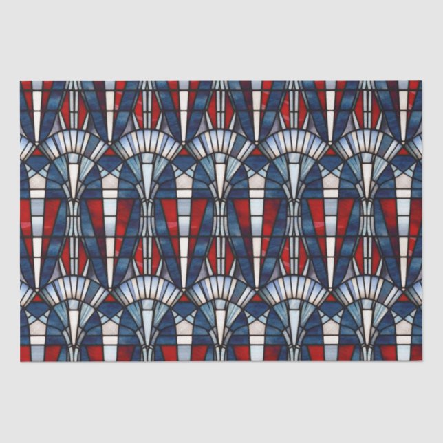 Red White Blue Patriotic gesteinigtes Glas 4. Juli Seidenpapier (Vorderseite)