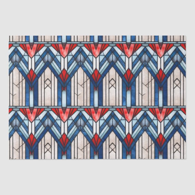 Red White Blue Patriotic gesteinigtes Glas 4. Juli Seidenpapier (Vorderseite)