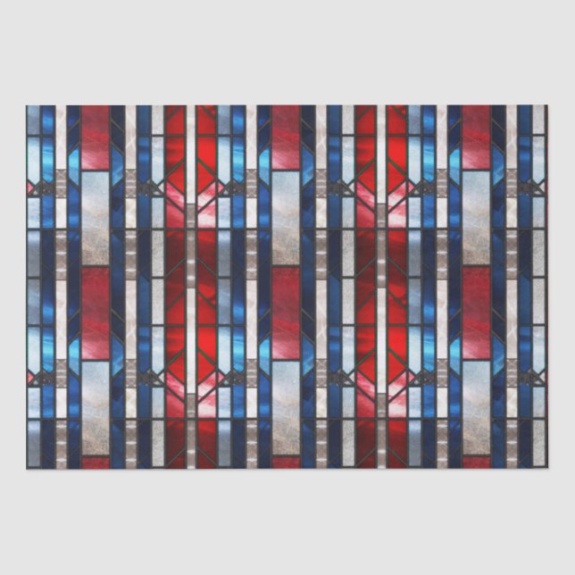 Red White Blue Patriotic gesteinigtes Glas 4. Juli Seidenpapier (Vorderseite)