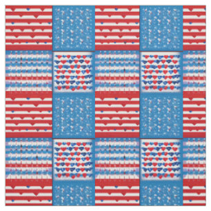 Red White Blue Patriotic Independence Flag Quilt Stoff
