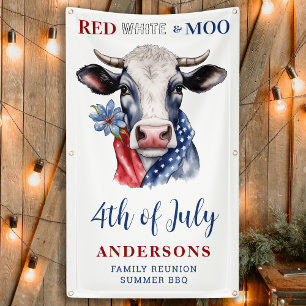 Red White Blue Patriotic Kuh Farm 4. Juli Banner